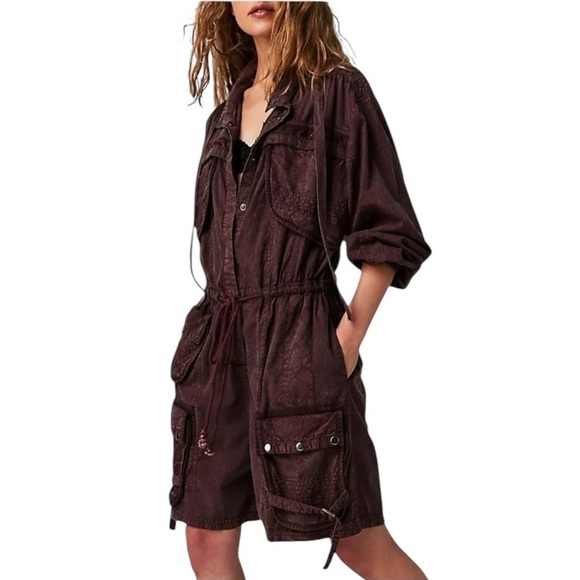 79. Women's Brown parachute shortalls - Picture 1 of 1
